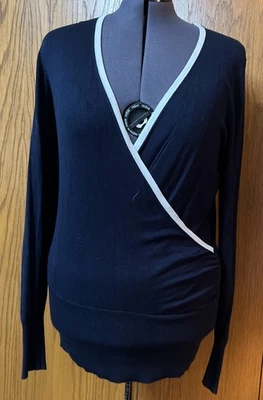 Suéter Largo Alto Sally LTS Azul Marino/Blanco Ligero Imitación Envolvente XL Alto Foto 1 de 4