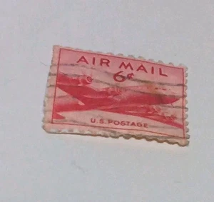 US postage AIR MAIL 6 CENTS, RED, RARE, 1940's - Picture 1 of 7