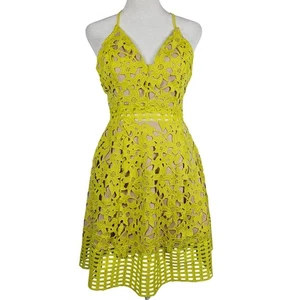 Mini Abito Babydoll Estivo Floreale Neon Pizzo Spalline Festa Festival Donna XS - Foto 1 di 14