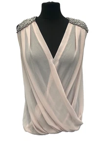Blouse New look size 12 peach colour sleeveless polyester womens - Picture 1 of 9