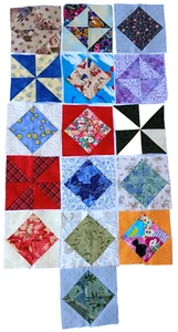 Menge 16 Waisen Quilt Blöcke 6,5" Dreieck Quadrate Baumwolle Blumen Kunst Neuheit... - Bild 1 von 6