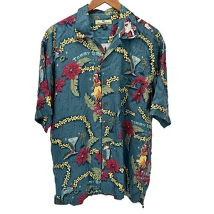 Tommy Bahama Seidenhemd Herren Medium Holiday Weihnachten Aloha Santa 2002 Vintage - Bild 1 von 10