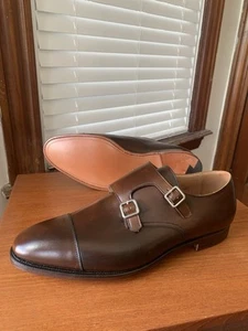 NUEVO con CAJA |PEAL & CO x ZAPATOS CROCKETT & JONES 11EE ANCHO MARRÓN DOBLE CORREA MONJE - Imagen 1 de 20
