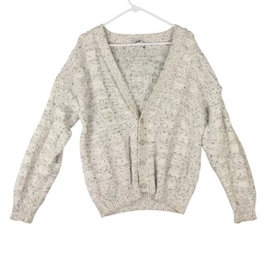 Vintage Tony Lambert Sweater Cardigan Mens Sz L Weaved USA Made 90s Knit Beige - Picture 1 of 13