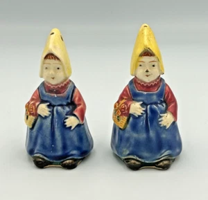 Vintage Holland Ladies Holding Flower Basket Salt & Pepper Shaker Set - Picture 1 of 11