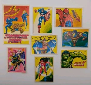 1980 Marvel Super Heroes Venezuela Stickers Set (9) Hulk Spiderman - Picture 1 of 2