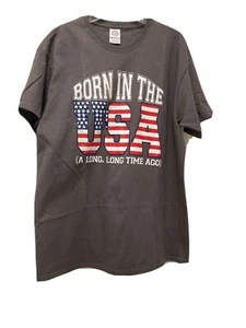Mens T Shirt Born In The USA ( A Long Time Ago) SZ L Gray - Picture 1 of 7
