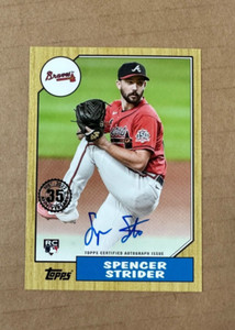 2022 Topps Baseball Card Spencer Strider Rookie Auto 1987 Style 35th