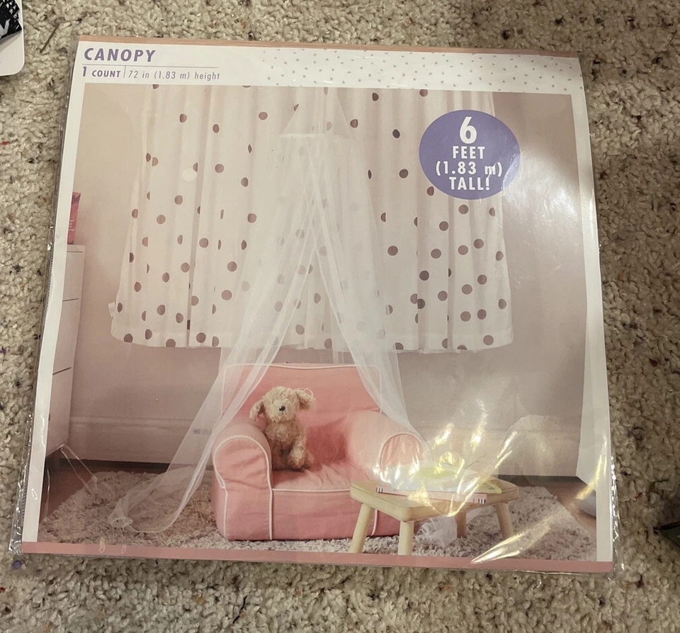 NUEVO toldo de tul blanco decoración infantil niños 6 pies de alto Foto 1 de 1