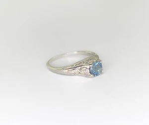 5 mm Round Montana Blue Sapphire Filigree Sterling Silver Ring - Picture 1 of 4