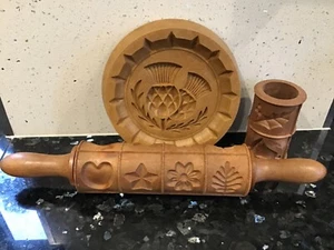 Vintage LJM London Shortbread / Cookie Plastic Springerle ? Rolling Pin & Mould - Picture 1 of 9