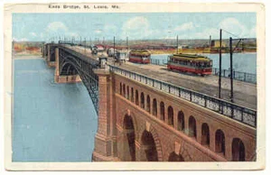 Vintage Postcard - Eads Bridge - Trolleys - St. Louis, MO - Posted - 1918 - GC - Picture 1 of 2