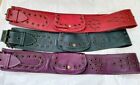 3 New Roots Leather Belts W Pouch Purple, Red, Teal Blue, Fanny Pack Med Large