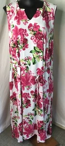AUTOGRAPH WHITE & PINK FLORAL "FRILL NECKLINE" TRAPEZE DRESS-SIZE 20 NEW STOCK - Picture 1 of 15