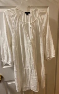 J. Crew Tiered Beach Tunic in Crinkle Cotton White Womens SZ MED, SOLD OUT - Picture 1 of 6