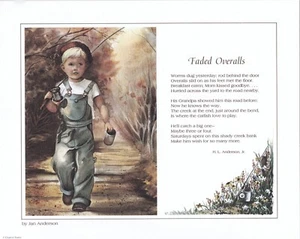 Inspirational Art Poem Faded Overalls Tag Along Jan Anderson Print Gift 8x10 - Picture 1 of 4