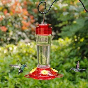 Shrdaepe Hummingbird Feeder, Glass Bottle Bird Feeders, 5 Feeding Ports, 10-Ounc - Picture 1 of 12