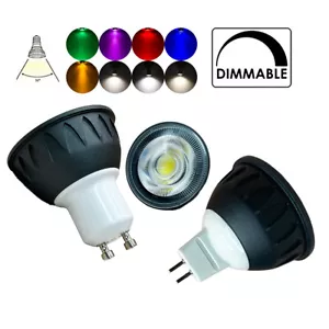 10W GU10 MR16 à Variation Cob LED Spot 220V 12V 24V Noir Gris Brillant Lampe Oq - Imagen 1 de 14
