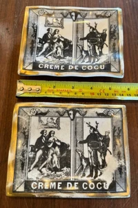 Fornasetti Creme De Cocu Pin Tray Plate Gold Milano Pair. - Foto 1 di 4