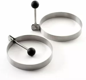 Norpro Antihaft Edelstahl Runde Pfannkuchen/Eier Ringe mit Griffen - 2er Pack - Bild 1 von 3