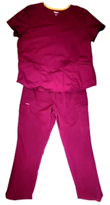 Euphoria Men's L Fly Front Cargo Scrub Pants CK205A / Scrubstar XXL V-Neck Wine - Picture 1 of 23