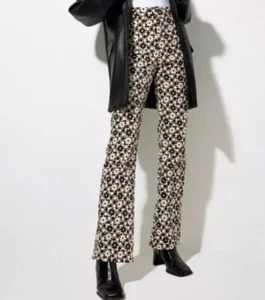 MOTEL ROCKS Zoven Flare Leg Hose Patchwork Daisy Braun Retro 70’s Boho Medium - Bild 1 von 14