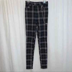 Forever 21 High Wasted Black Plaid Pants With Chains Size S - Picture 1 of 7