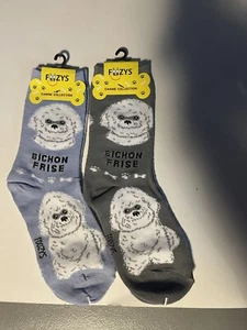 Bichon Frise Toy Dog Rescue Friendly Animal Companion Dogs Socks 2 Pairs - Picture 1 of 1