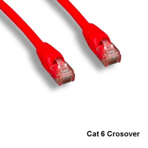 Kentek Red 10ft Crossover Cat6 UTP Patch Cord 24AWG 550MHz Pure Copper Ethernet - Picture 1 of 1