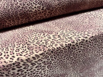 Tela de vestir tejida de gasa impresa, por metro - estampado pequeño de piel de leopardo - lila Foto 1 de 3
