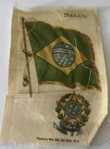 Antique Cigar Box Tobacco Felt Liner Insert Brazil Flag - Picture 1 of 2