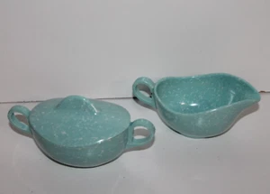 Rare VTG Mid Century Modern Light Blue Melmac Cream and Sugar Set Kitchen Decor - Picture 1 of 9