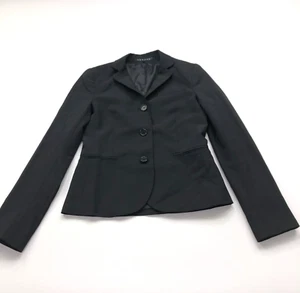 Theory Size 0 Womens Wool Blend 3 Button Blazer Lined Jacket Black - Picture 1 of 20