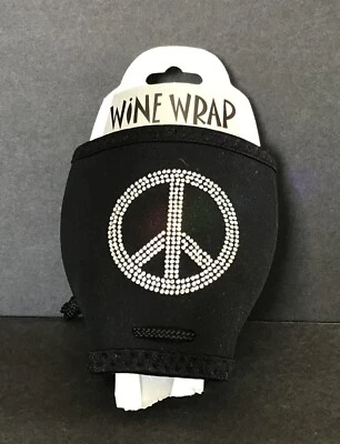 Woozie Peace Sign Wine Glass Wrap Neoprene  — 第 1/3 张图片