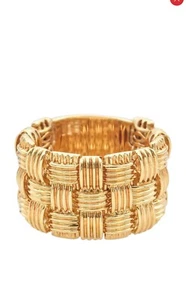 Roberto Coín Appassionata 18kt yellow gold 14.6mm flexible 3 Row Ring size 7.5 - Picture 1 of 24