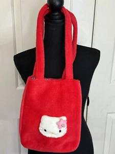 Hello Kitty Umhängetasche rot Fell Handtasche Vintage Y2K selten Gingham innen Sanrio - Bild 1 von 11