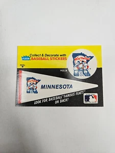 Minnesota Twins 1986 Wimpel Fleer MLB Logo Sticker Karte - Bild 1 von 2
