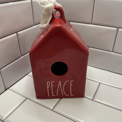 Rae Dunn Red PEACE Birdhouse Cover