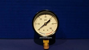 Air Compressor Pressure Gauge 1/4" Brass NPT Bottom Mount 60 PSI 2.5" Black Case - Picture 1 of 4