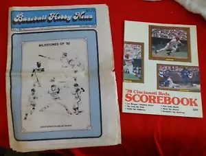 1978 Reds Braves Scorebook + November 1985 Baseball Hobby News; Pete Rose, etc. - Picture 1 of 6