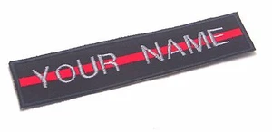 3 piezas. "PARCHE DE BOMBERO DE LÍNEA ROJA DELGADA CON NOMBRE PERSONALIZADO PARA HORNEAR 5X1" - Imagen 1 de 1
