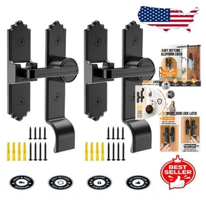 Corrosion-Resistant 90/180° Sliding Barn Door Lock Latch - Complete Set - Picture 1 of 9