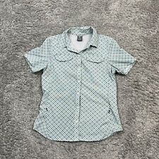 REI Womens Shirt Size Small Green Short Cap Sleeves Collared Fishing Button Up