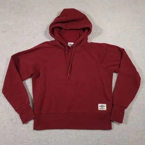 Umbro Pullover Hoodie Raglan Logo Embossed Women's Large Red Short Sweatshirt - Picture 1 of 13
