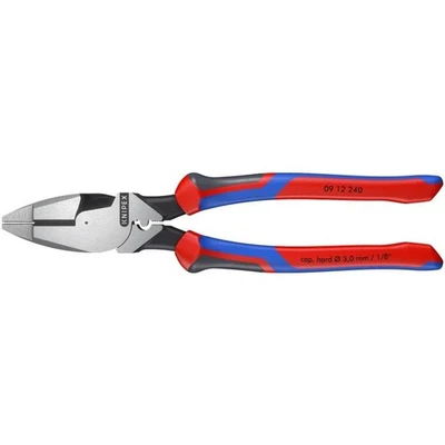 Knipex 9" Lineman's Pliers Fish Tape Cable Puller Crimper Comfort Grip 0912240 - Image 1 of 4