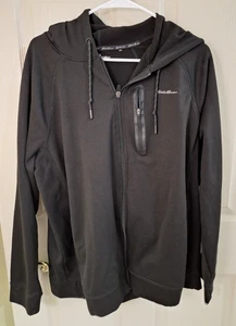Eddie Bauer Para Hombres Negro Cremallera Completa Vellón XL Chaqueta Ligera Capucha Freedry - Imagen 1 de 3