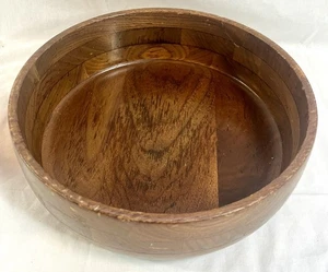 VTG MCM Black Walnut Wood Bowl 12.5” BOHO Fruit Centerpiece Butcher Block - Picture 1 of 7