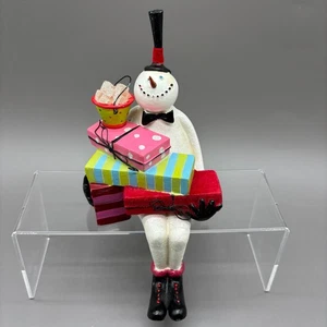 Schneemann Strumpf Halter Weihnachten Harz skurrile Figur Geschenke Glitzer Samt - Bild 1 von 13