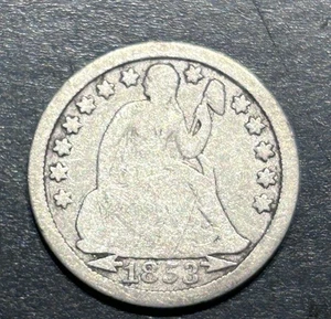 1853 Philadelphia Mint Silver Seated Liberty Dime Full Date! Free Shipping! - Picture 1 of 2