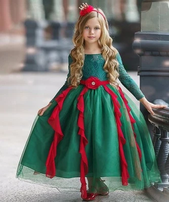 Maxi Vestido de Navidad Mia Belle Couture para Niña Rojo Verde Talla 10/12 Nuevo con Etiquetas Foto 1 de 4